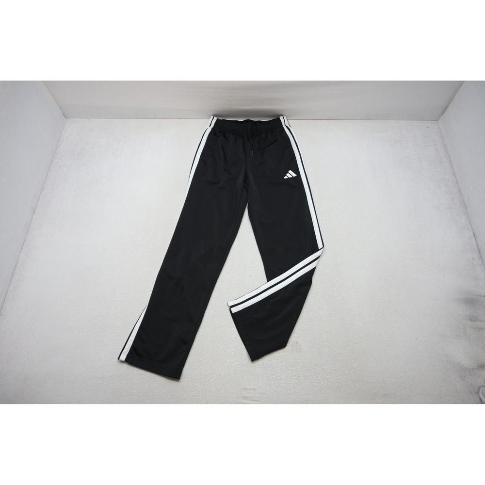 Adidas Track Pants Mens Medium Black 3-Stripe Elastic Waist Drawstring Excellent